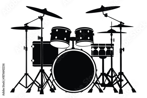 Percussion Instrument Drum Kit Silhouette Icon for Music App UI and Media Design