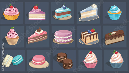 Dessert and Sweets Illustration Pack - Pastel Colors Vector