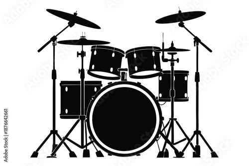 Iconic Drum Kit Silhouette Graphic for Professional Drumming and Music School Marketing
