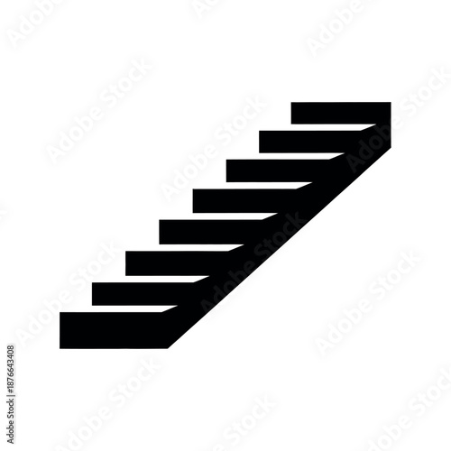 Black and white stairs icon illustration.