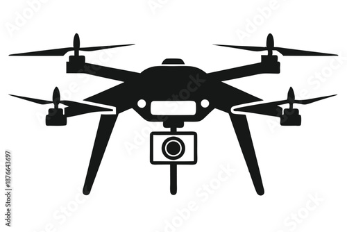 Quadcopter Drone Silhouette Graphic for Aerial Photography and Videography Business Branding