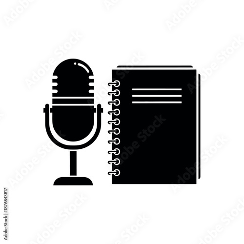Microphone and Notebook Icon for Recording and NoteTaking.