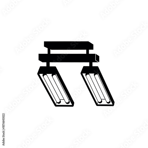 Industrial Lighting Fixture with Fluorescent Tubes.