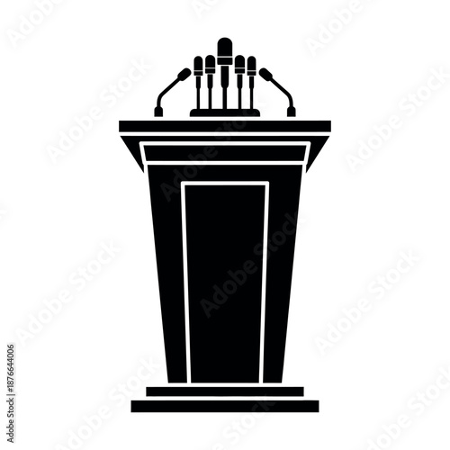 Podium with Microphones Silhouette for Public Speaking and Events.