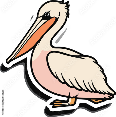 Vászonkép Minimal vector sticker of a pelican side view with pouch simplified, clean bold