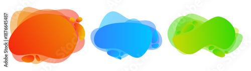 Organic liquid colorful abstract shapes set. Modern design isolated white background. Can use for background on website or mobile apps. Template ready for use in web or print design, card, template