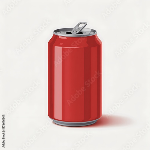Red aluminum soda can with open pull tab
