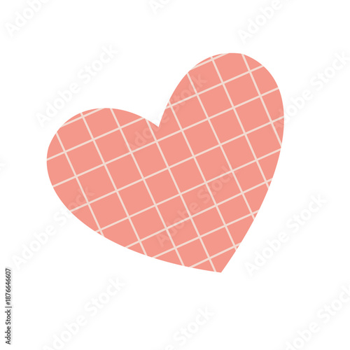 Pastel Pink Heart with Geometric Grid Pattern in Minimal Flat Style