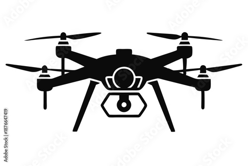 Hexacopter Drone Silhouette with Six Rotors, Heavy Lift UAV Vector Graphic for Industrial Use