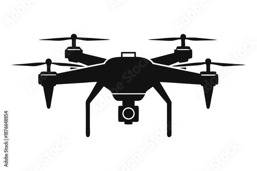 Security Patrol Drone Silhouette, Autonomous Surveillance UAV Graphic for Smart City and Safety Concepts