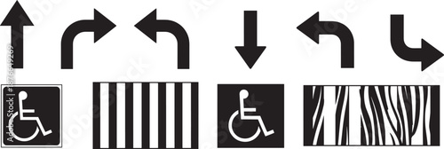 Navigational signs and symbols are arranged, emphasizing accessibility and direction.