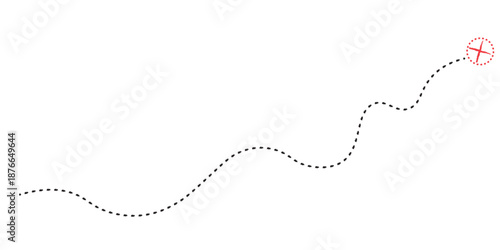 Vector treasure map element. A dashed line and red X mark ink on the map. old pirate letter.