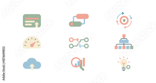 Abstract icon set for data analysis and information technology