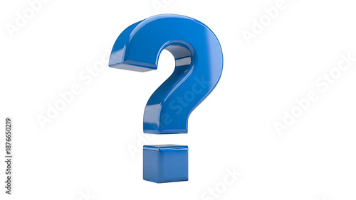Glossy Blue 3D Question Mark Symbol Isolated on White Background