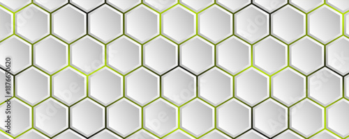 White 3d hexagonal technology vector abstract background. Blue bright energy flashes under hexagon in modern technology futuristic background vector illustration.