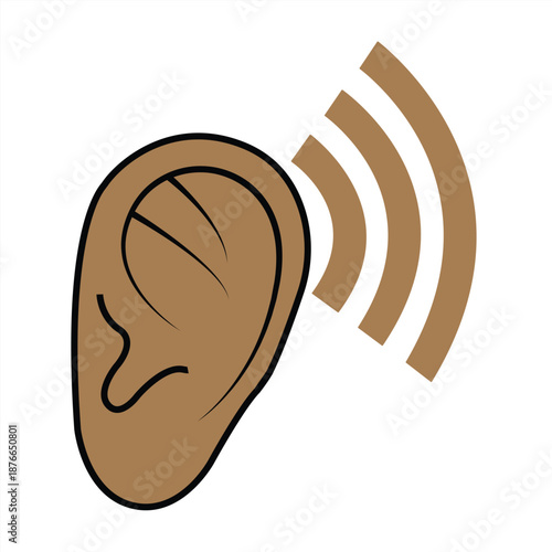 Collection of listening icons in colored style, vector illustration