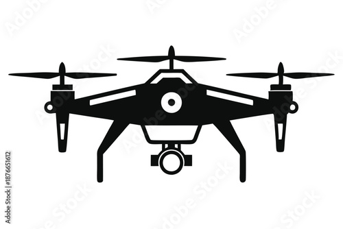 High-Tech Aerial Drone Silhouette Vector Graphic Representing Modern Surveillance and Security Monitoring Systems