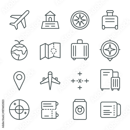 Global Travel and Tourism Exploration Icon Set