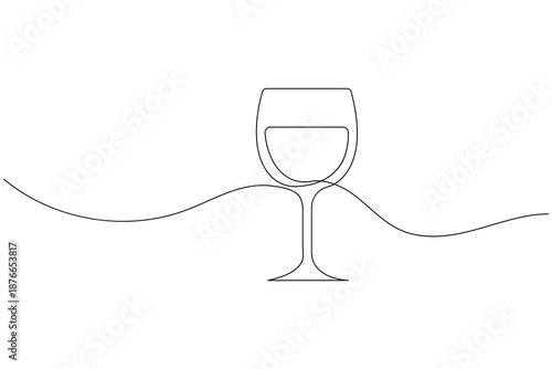 Minimalist wine glass continuous one line drawing vector illustration