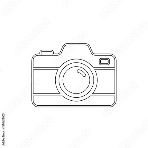 Minimalist camera outline icon, simple photography symbol, vector graphic