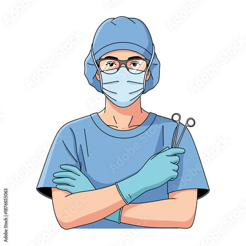 Surgeon with Medical Instruments Ready for Operation