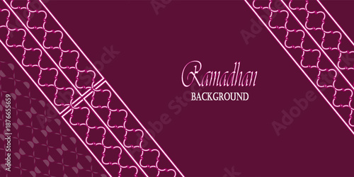 Ramadan Kareem calligraphy with beautiful arabesque pattern and hanging lanterns.flayer, bussines