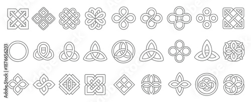 Celtic ornamental corner set featuring irish knot border frames and medieval decorative elements, detailed vector illustrations, showcasing intricate knotwork, medieval style borders