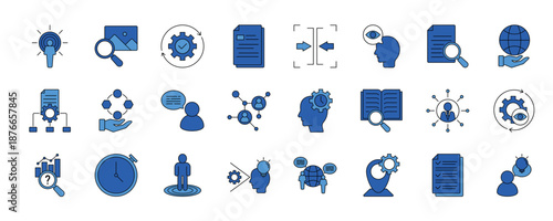 Context icon set collection in flat style. Icon pack contains context, background, situation, setting, scenario, frame, environment, perspective, circumstance, condition, culture and more.