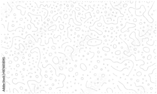 Abstract vector biological texture with gray dotted trails and microscopic particles on white. Scientific background for biotechnology, nanotechnology, medical research and innovation concepts.