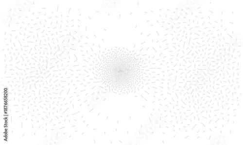 Abstract technology white vector background with gray dots pattern showing big data flow and particle dispersion texture for science or digital design concepts involving noise and stipple effects.