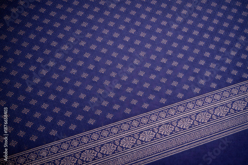 Thai silk textile in rich indigo blue