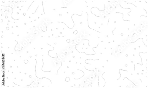 A delicate and subtle abstract vector pattern featuring an intricate array of faint dots, lines, and geometric elements. This soft, light gray design creates a sophisticated digital texture, perfect