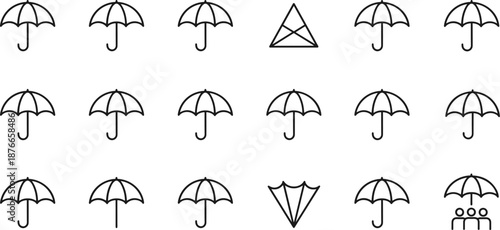 Visual discrimination puzzle, umbrella icon grid, cognitive skill test, attention to detail, pattern recognition, educational design concept