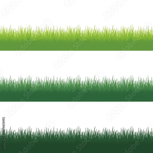 Stylized grass strips in light, medium, and dark green shades for natural landscape or design elements