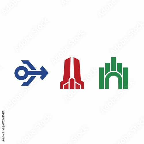 Structure of Iranian government vector illustration set with flat political authority symbols isolated on white