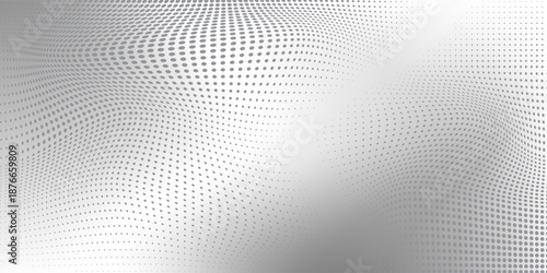 Dot art silver foil mesh background with metal mirror texture. Chrome gradient dotted design art simple