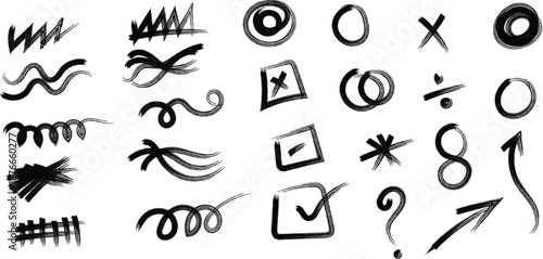 Hand drawn doodle symbols and shapes