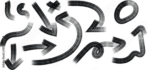 Collection of black arrows on white background