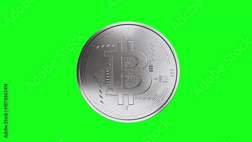 Rotating Silver Cryptocurrency Coin Animation on Green Screen | Digital Currency Chroma Key