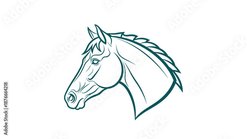 Elegant Horse Head Line Art Illustration on Isolated White Background