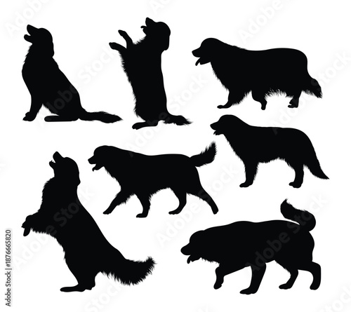 Golden Retriever Silhouette Set Dog Vector Illustration