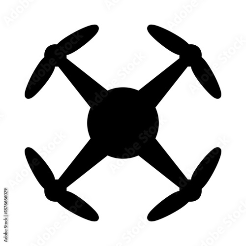 Black Drone Silhouette Icon Vector Design