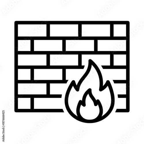 Firewall Icon for Network Security and Cyber Protection