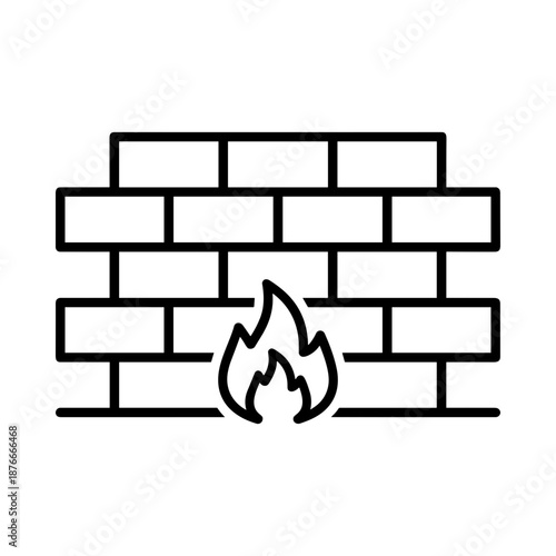 Firewall Network Security and Data Protection Outline Icon