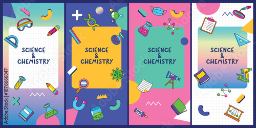Science & chemistry template background vector illustration