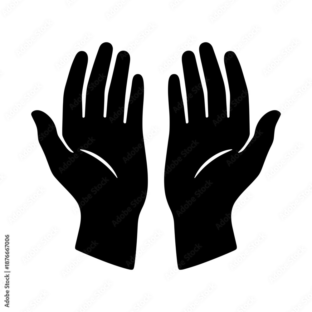 Fototapeta premium Praying Hands Silhouette Icon, Islamic Dua Gesture