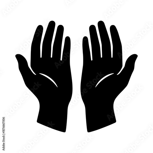 Praying Hands Silhouette Icon, Islamic Dua Gesture