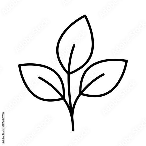 Minimalist Three Leaf Sprout Line Art Vector Icon