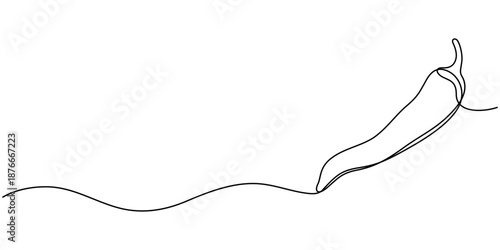 Continuous line drawing of chili pepper. Single line vector illustration of chili pepper. Editable line.