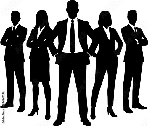 Professional Group Silhouette in Formal Attire for Leadership Concept
